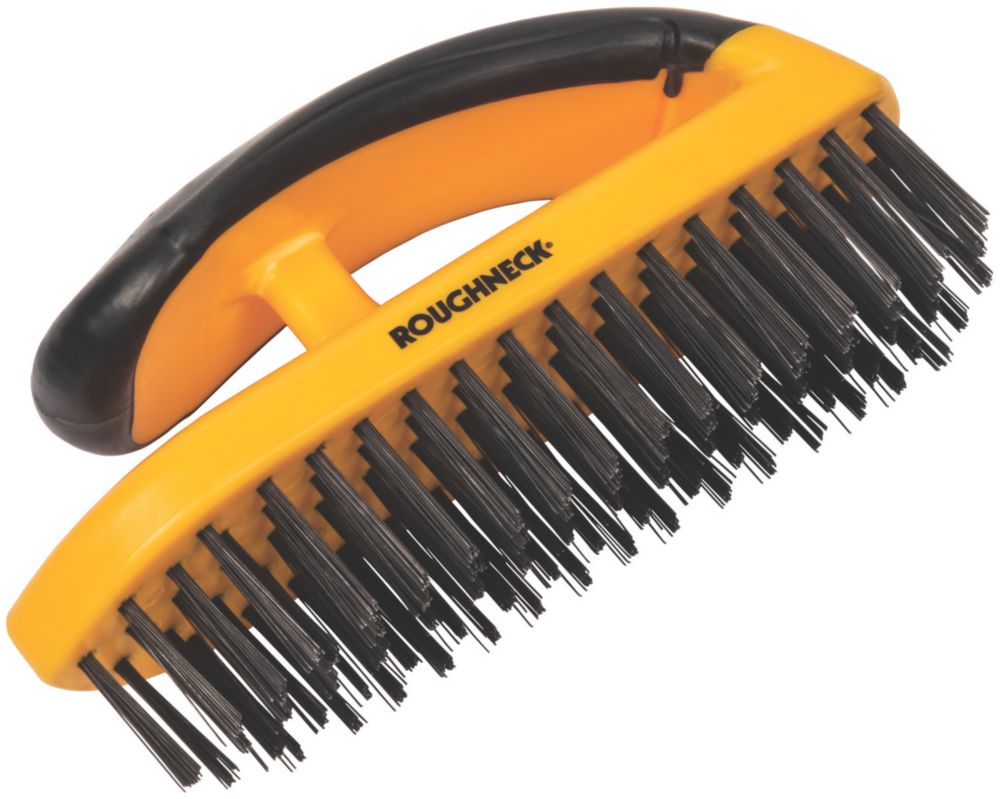 Roughneck Soft-Grip Block Wire Brush With Handle