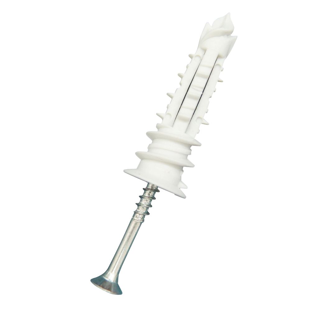 Easyfix Self-Drilling Expansion Plugs with Countersunk Head Screws Nylon 43mm 50 Pack
