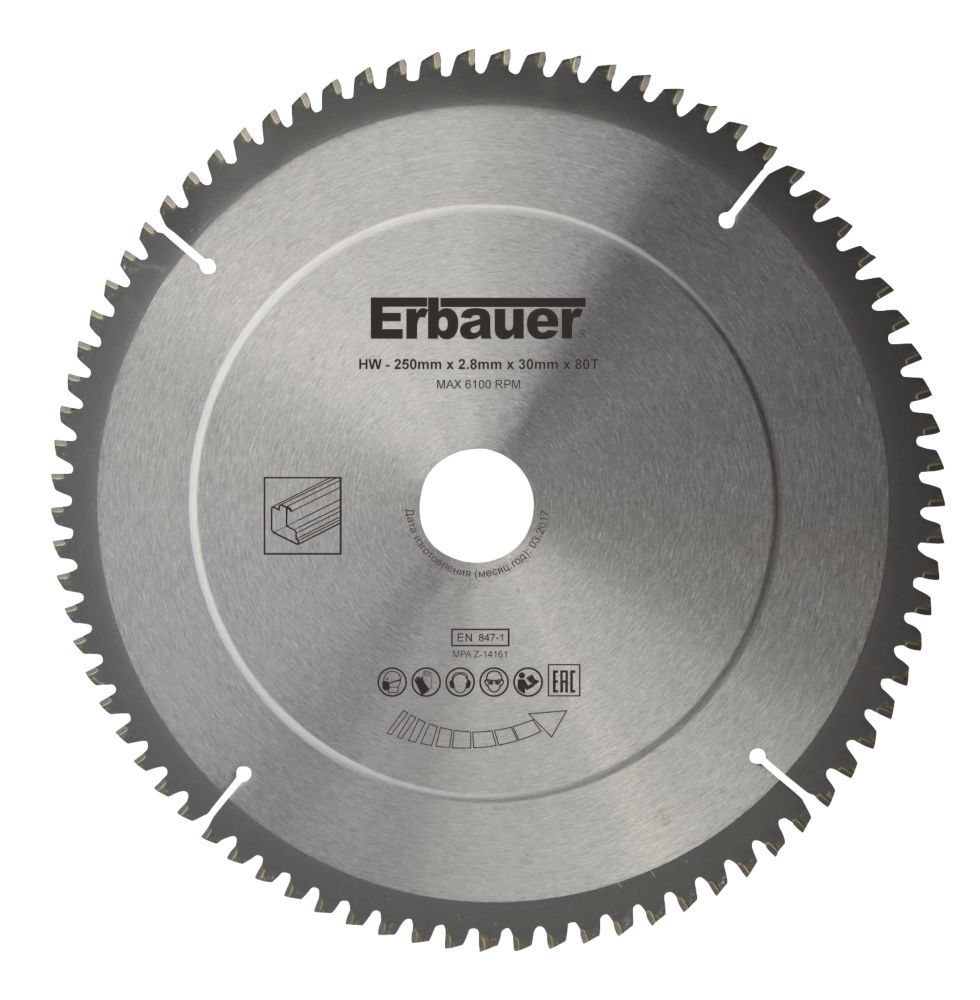 Erbauer TCT Saw Blade 250 x 30mm 80T