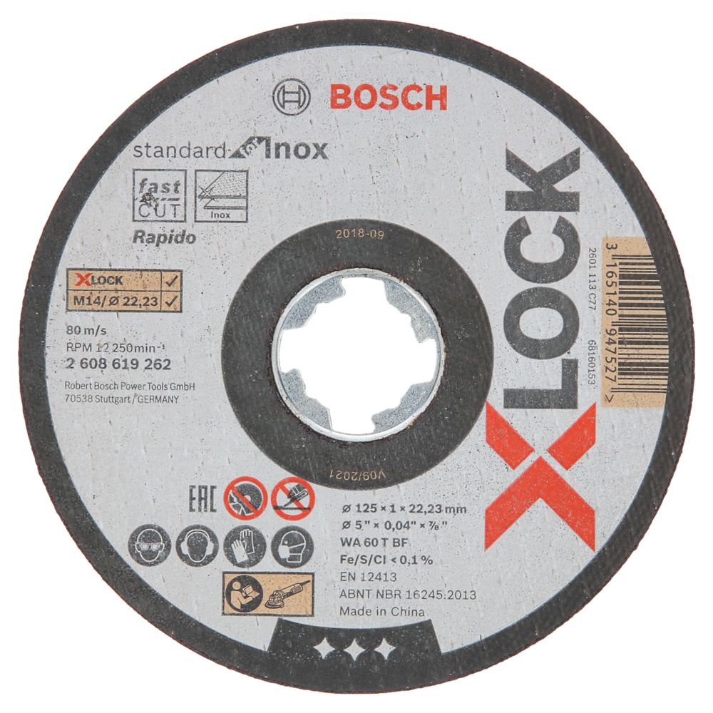 Bosch XLock Stainless Steel Cutting Disc 5" (125mm) x 1 x 22.23mm 10