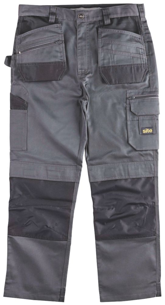 Site Jackal Work Trousers Grey / Black 30" W 32" L