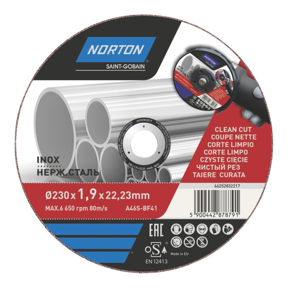 Norton  Stainless Steel Metal Cutting Disc 9" (230mm) x 1.9 x 22.2mm