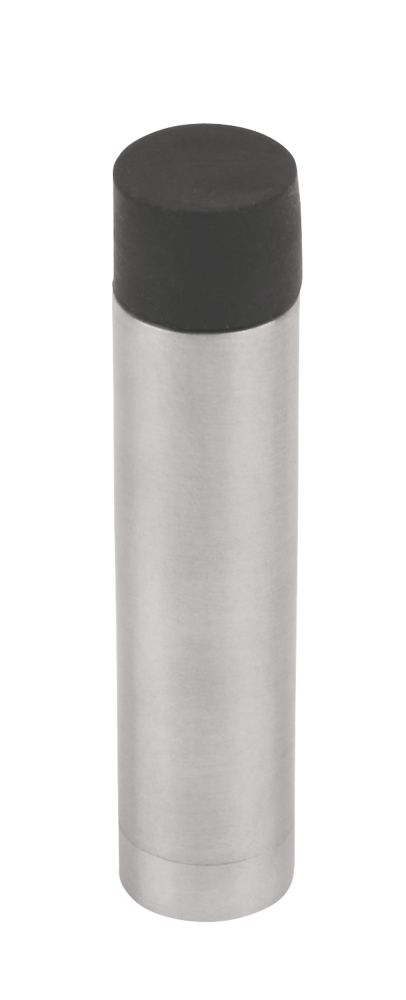 Cylinder Projection Door Stop Concealed Fixings Satin Chrome 2 Pack