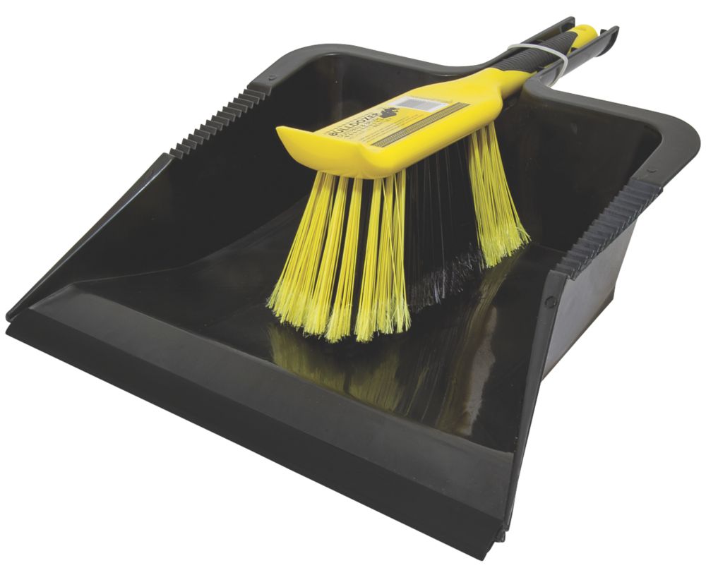 Bentley Bulldozer Heavy Duty Dustpan & Brush Black / Yellow Screwfix.eu