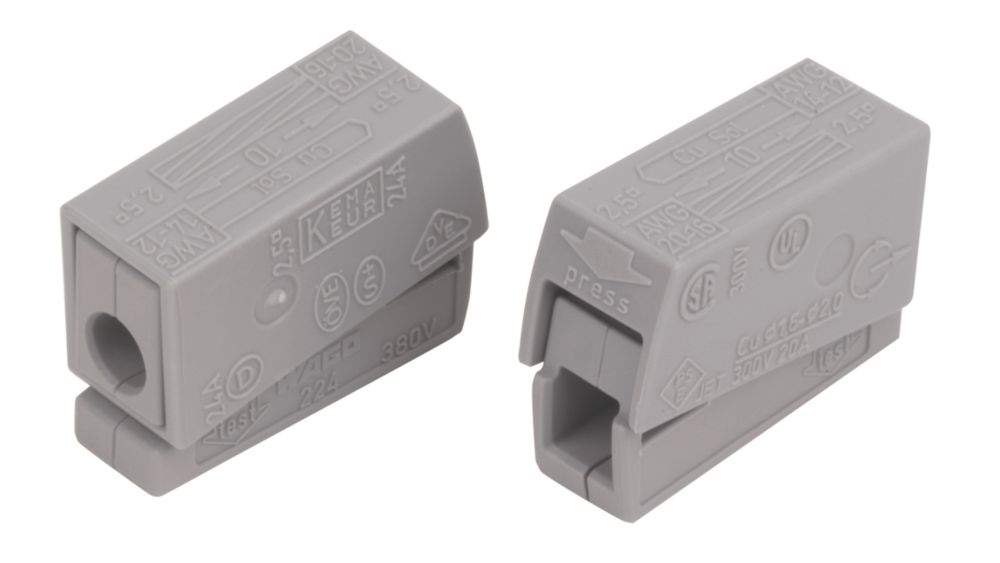 Wago  24A 2-Way Push-Wire Lighting Connector 100 Pack