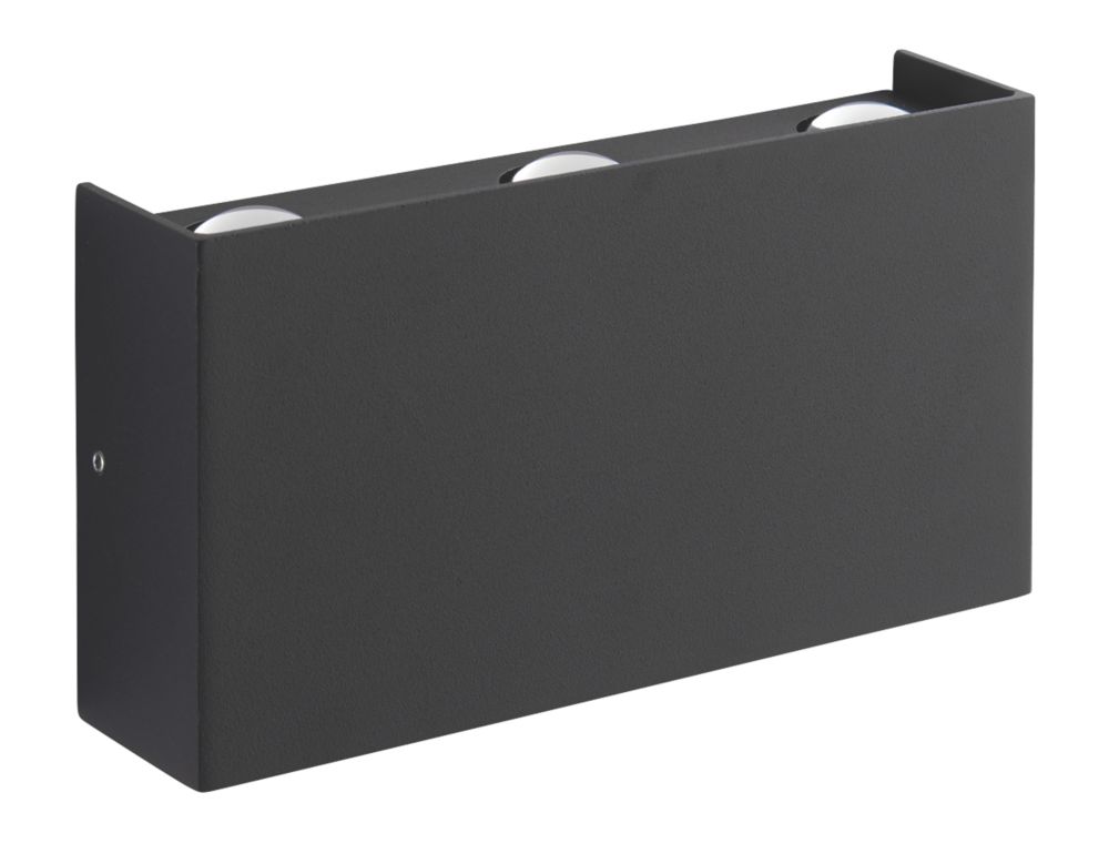 LAP  Textured Black Tri-Light Outdoor Up & Down Wall Light 7.5W