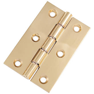Polished Brass  Double Phosphor Bronze Washered Hinges 76 x 51mm 2 Pack