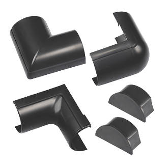 D-Line ABS Plastic Black Trunking Accessories 5 Pieces