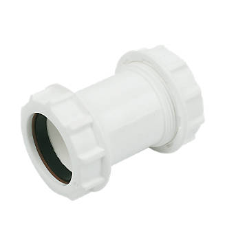 FloPlast WC08 Universal Compression Waste Straight Coupler White 40mm x 40mm