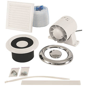 Xpelair In-Line Axial Shower Fan Kit White / Chrome