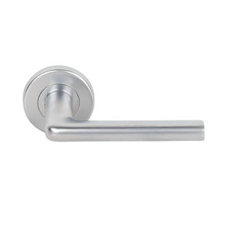 Smith & Locke Uno Fire Rated Contemporary Lever on Rose Door Handles Pair Satin Chrome