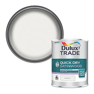 Dulux Trade Quick-Dry Satinwood Paint Pure Brilliant White 1Ltr