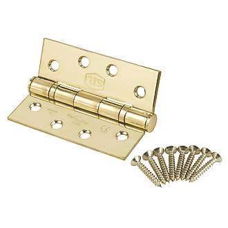 Smith & Locke Stainless Brass Grade 13 Fire Rated Square Ball Bearing Hinge 102 x 76mm 2 Pack
