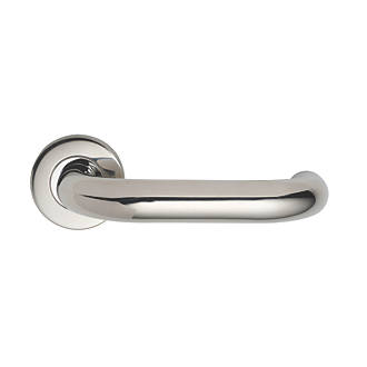 Eurospec Safety Fire Rated Safety Lever on Rose Pair Polished Stainless Steel