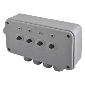 British General  IP66 13A 4-Gang 4-Way Weatherproof Outdoor Switched Power Controller with LED