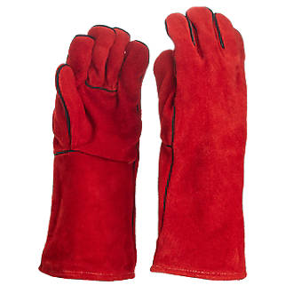 Site KF370 Leather MIG Welders Gauntlets Red Large