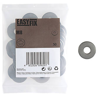 Easyfix A2 Stainless Steel Washer M8 x 1.4mm 50 Pack