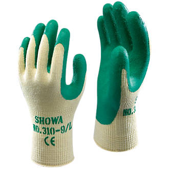 Showa 310G Latex Grip Gloves Green Medium