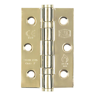 Smith & Locke Electro Brass Grade 7 Fire Rated Ball Bearing Hinge 76 x 51mm 2 Pack