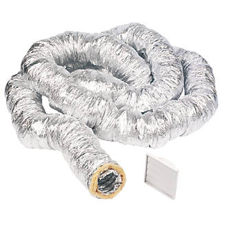 Manrose Aluminium Insulated Flexible Ducting Hose Silver 10m x 127mm