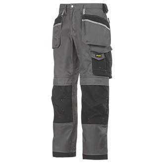 Snickers DuraTwill 3212 Holster Pocket Trousers Grey / Black 35" W 32" L