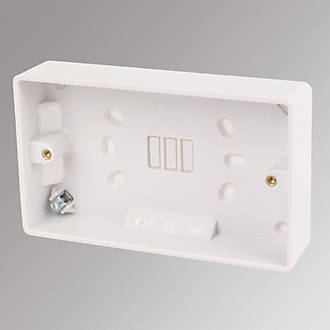 LAP 2-Gang Surface Pattress Box with Earth Terminal White 32mm