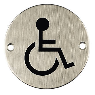 Disabled Sign Satin Stainless Steel 76mm