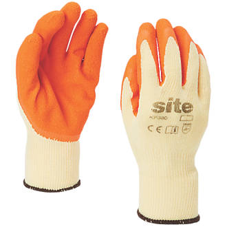 Site KF380 Latex Builders Gloves Orange/Yellow Small