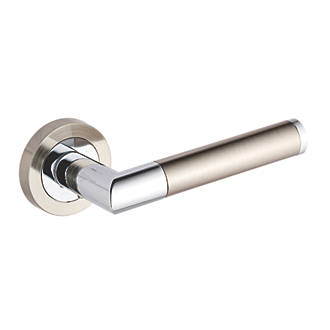 Smith & Locke Saunton Fire Rated Lever on Rose Door Handles Pair Chrome / Brushed Nickel