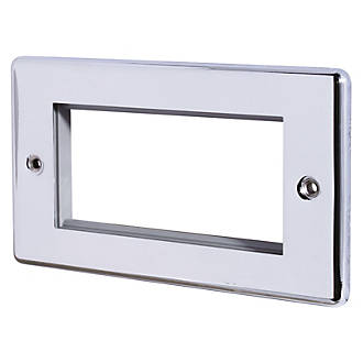 LAP 2-Gang Front Plate with 4 Module Aperture + Earth Polished Chrome