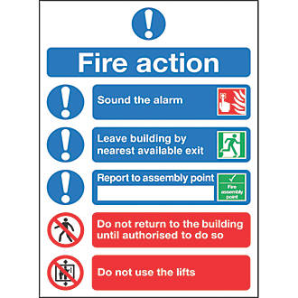 "Fire Action" Notice Sign 300 x 250mm