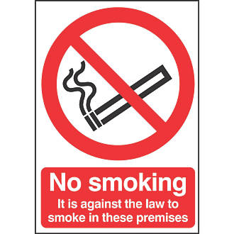 No Smoking It's Against The Law To Smoke On These Premises Sign 297 x 210mm