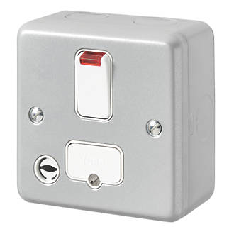 MK Metal-Clad Plus 13A Switched Metal Clad Fused Spur & Flex Outlet with Neon with White Inserts