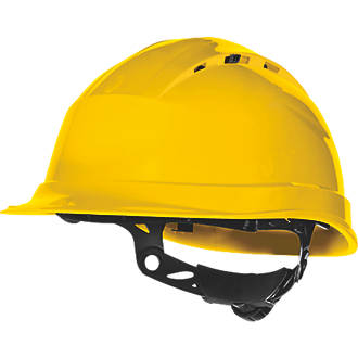 Delta Plus Quartz Up 4 Vented Rotor Wheel Ratchet Safety Helmet Yellow