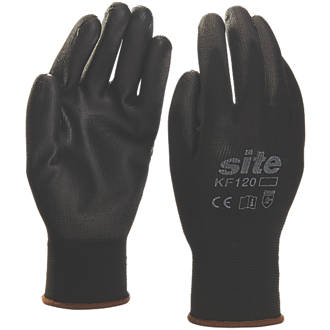 Site KF120 PU Palm Dip Gloves Black Medium