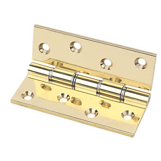 Eclipse Polished Brass Grade 11 Fire Rated Double Steel Washered Hinge 102 x 76mm 2 Pack