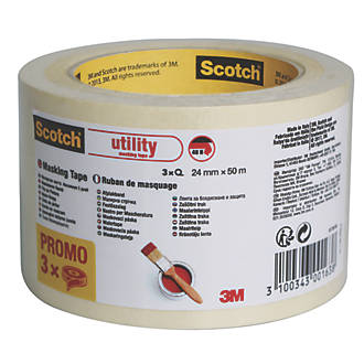 Scotch Masking Tape 50m x 24mm 3 Pack