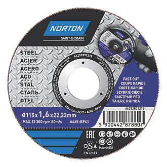 Norton  Metal Cutting Disc 4½" (115mm) x 1.6 x 22.23mm 5 Pack