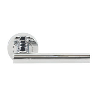Smith & Locke T Bar Fire Rated Lever on Rose Door Handles Pair Polished Chrome
