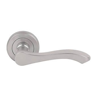 Smith & Locke Cadenza Fire Rated Lever on Rose Door Handles Pair Satin Chrome