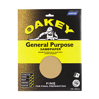 Oakey Glass Paper Unpunched 280 x 230mm 100 Grit 5 Pack