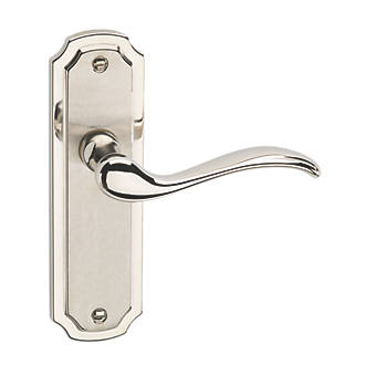 Urfic Constance Fire Rated Latch Latch Lever on Backplate Pair Polished / Satin Nickel
