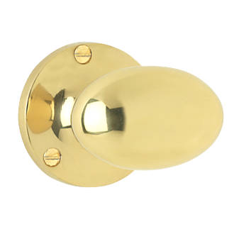 Smith & Locke Oval Mortice Knobs Pair Polished Brass 55mm