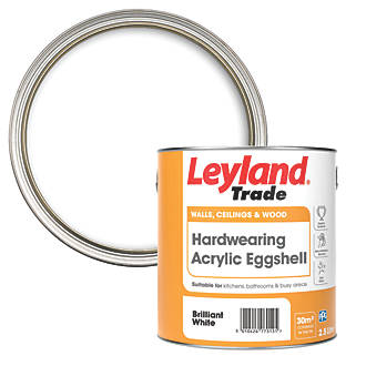 Leyland Trade Acrylic Eggshell Emulsion Paint Brilliant White 2.5Ltr