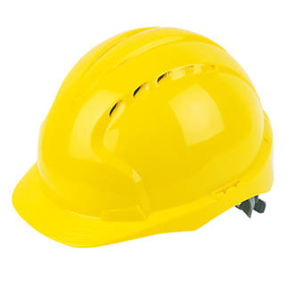 JSP EVO2 Mid Peak Slip-Ratchet Vented Safety Helmet Yellow
