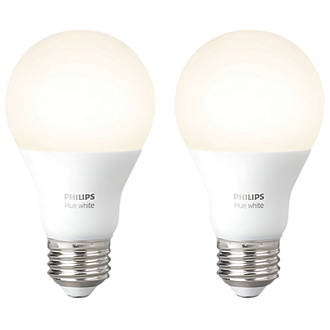 Philips Hue White LED GLS ES Smart Bulb Warm White 9.5W 806Lm 2 Pack