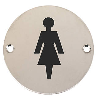 Female WC Sign Satin Stainless Steel 76mm