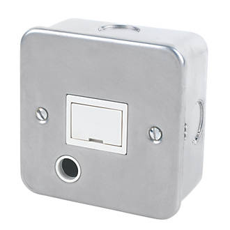 13A Unswitched Metal Clad Fused Spur & Flex Outlet  with White Inserts