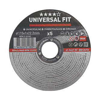 Stainless Steel Inox / Metal Cutting Discs 4½" (115mm) x 1 x 22.2mm 5 Pack