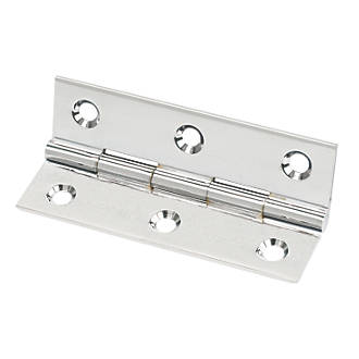 Polished Chrome  Solid Drawn Brass Hinge 76 x 40mm 2 Pack